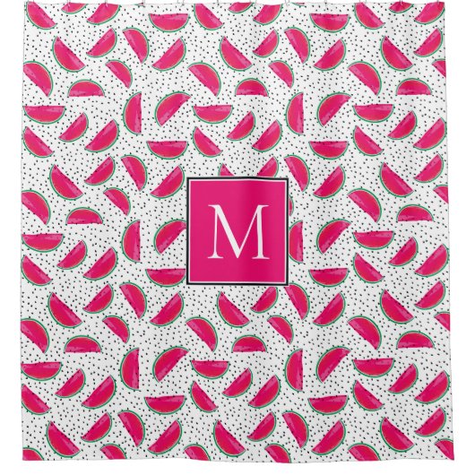 Neonwassermelone auf Samen-Muster Duschvorhang (Vorderseite)