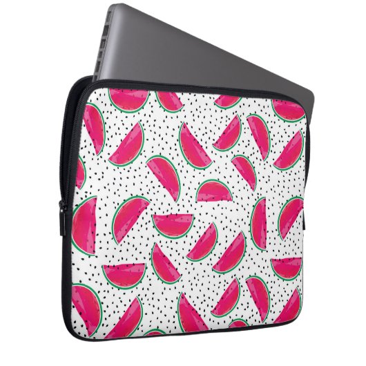 Neonwassermelone auf Samen-Muster Laptopschutzhülle (Vorne Rechts)
