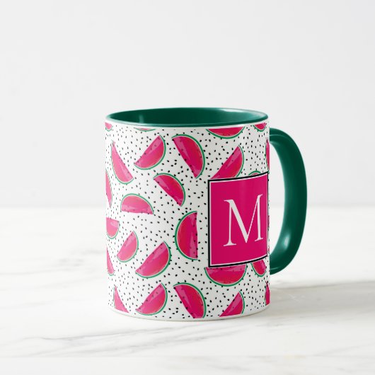 Neonwassermelone auf Samen-Muster Tasse (VorderseiteRechts)