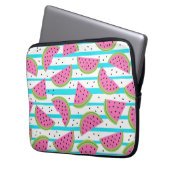 Neonwassermelone auf Streifen-Muster Laptopschutzhülle (Vorderseite Links)