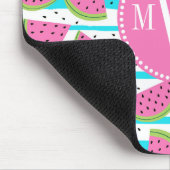 Neonwassermelone auf Streifen-Muster Mousepad (Ecke)