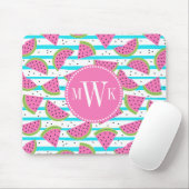 Neonwassermelone auf Streifen-Muster Mousepad (Mit Mouse)