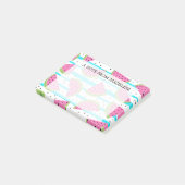 Neonwassermelone auf Streifen-Muster Post-it Klebezettel (angewinkelt)