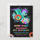 Neonwasserrutsche Wasserbecken Geburtstagsparty Einladung (Vorderseite)