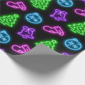 Neonweihnachtsfest in Schwarz Geschenkpapier (Ecke)