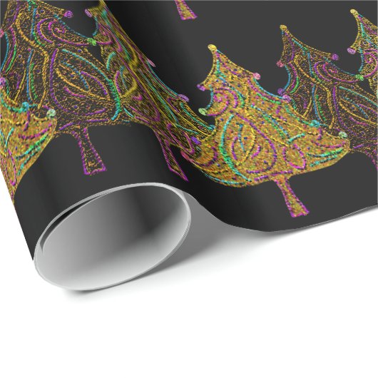 Neonweihnachtslichter Geschenkpapier (Rolleneckpunkt)