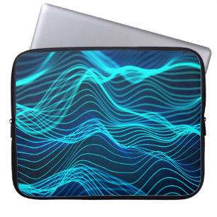 Neonwellen zahlreicher abstrakter Linien und Zeile Laptopschutzhülle