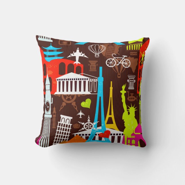 Neonweltreise-Muster Kissen (Vorderseite)