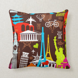 Neonweltreise-Muster Kissen