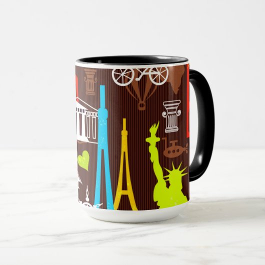 Neonweltreise-Muster Tasse (VorderseiteRechts)