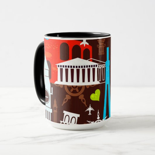 Neonweltreise-Muster Tasse (Vorderseite Links)