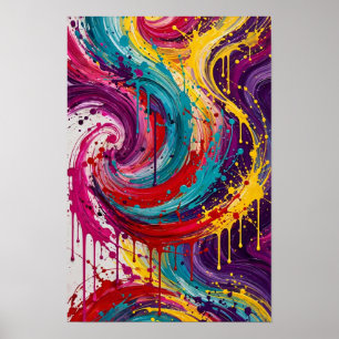 Neonwirbel-Explosion - Lebendiges Türkis Magenta G Poster