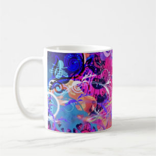 Neonwirbel Psychodelische rosa und violette Tass Kaffeetasse