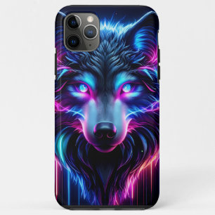 Neonwolf Leuchtende Augen Cyberpunk Zukunftstier Case-Mate iPhone Hülle