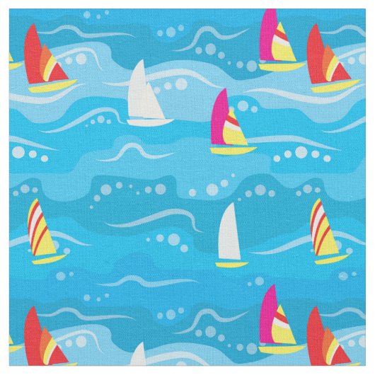 Neonyacht-Muster Stoff (Nahaufnahme)