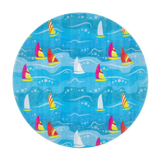 NeonYachtmuster Schneidebrett (Vorderseite)