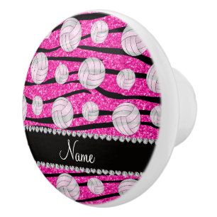 Neonzebra Glitter des heißen Rosas stripes Keramikknauf