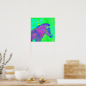 Neonzebra - grün, blau und lila Retro Poster (Küche)