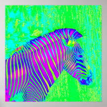Neonzebra - grün, blau und lila Retro