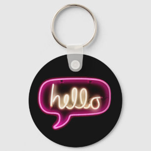 Neonzeichen hello schlüsselanhänger