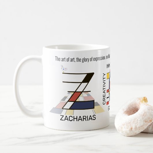 Neoplasticism Art Stylish Monogram. Letter Z Kaffeetasse (Mit Donut)