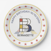 Neoplastik Art Elegant Monogram. Buchstabe B Pappteller (Vorderseite)