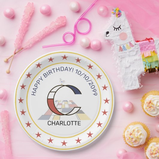 Neoplastik Art Elegant Monogram. Buchstabe C Pappteller (Party)