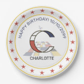 Neoplastik Art Elegant Monogram. Buchstabe C Pappteller (Vorderseite)