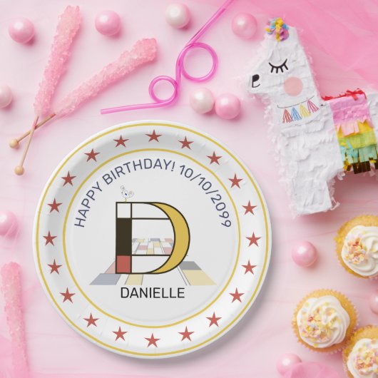 Neoplastik Art Elegant Monogram. Buchstabe D Pappteller (Party)