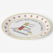 Neoplastik Art Elegant Monogram. Buchstabe F Pappteller (Schrägansicht)