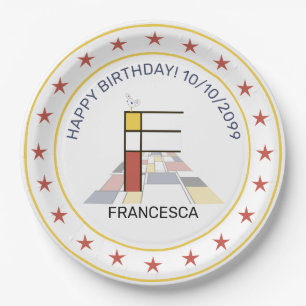 Neoplastik Art Elegant Monogram. Buchstabe F Pappteller