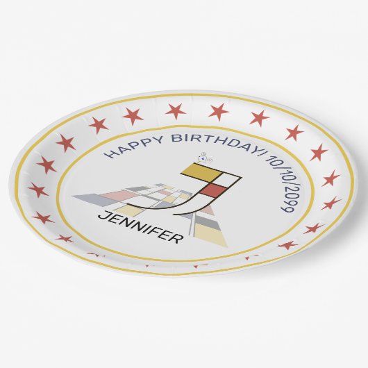 Neoplastik Art Elegant Monogram. Buchstabe J Pappteller (Schrägansicht)