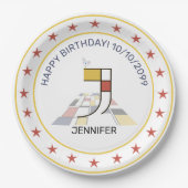 Neoplastik Art Elegant Monogram. Buchstabe J Pappteller (Vorderseite)