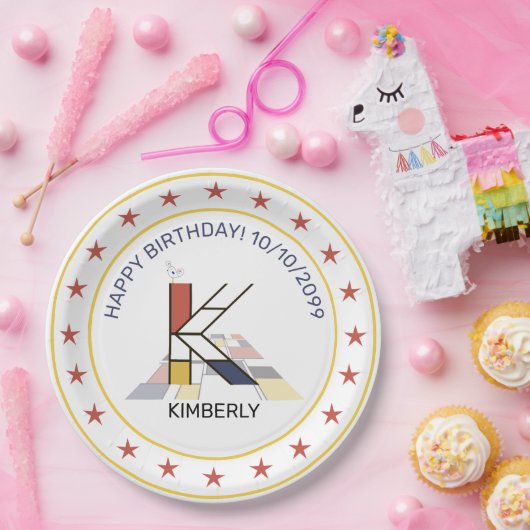 Neoplastik Art Elegant Monogram. Buchstabe K Pappteller (Party)