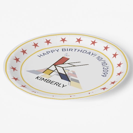 Neoplastik Art Elegant Monogram. Buchstabe K Pappteller (Schrägansicht)