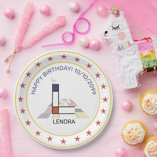 Neoplastik Art Elegant Monogram. Buchstabe L Pappteller (Party)