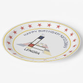 Neoplastik Art Elegant Monogram. Buchstabe L Pappteller (Schrägansicht)