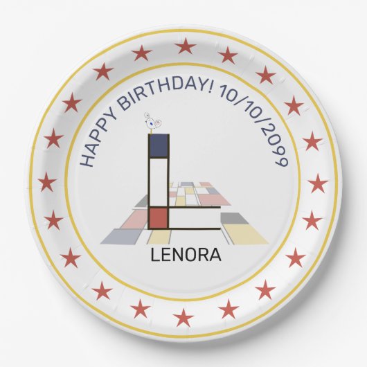 Neoplastik Art Elegant Monogram. Buchstabe L Pappteller (Vorderseite)