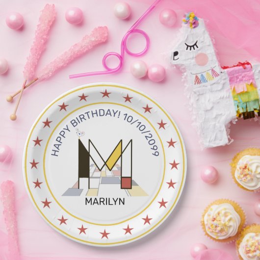 Neoplastik Art Elegant Monogram. Buchstabe M Pappteller (Party)