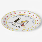 Neoplastik Art Elegant Monogram. Buchstabe M Pappteller (Schrägansicht)