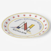 Neoplastik Art Elegant Monogram. Buchstabe N Pappteller (Schrägansicht)