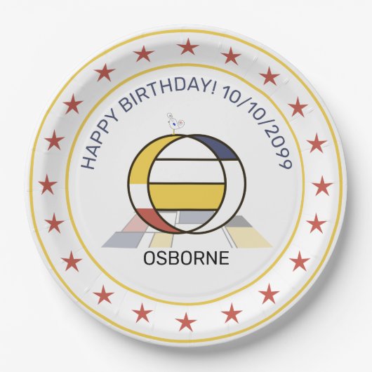 Neoplastik Art Elegant Monogram. Buchstabe O Pappteller (Vorderseite)