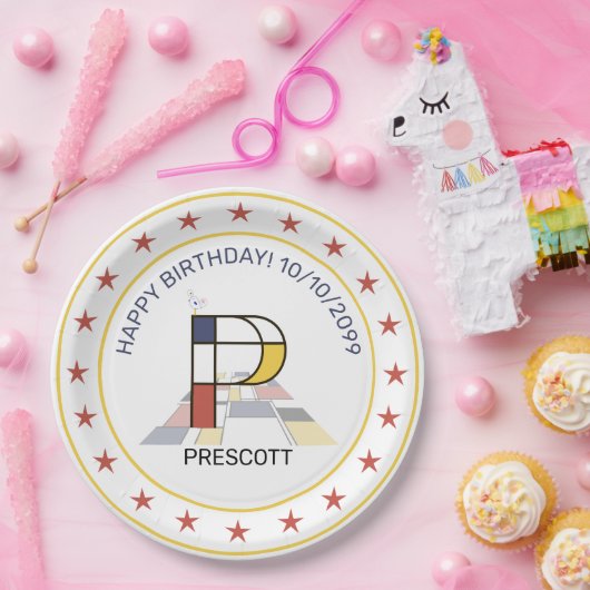 Neoplastik Art Elegant Monogram. Buchstabe P Pappteller (Party)