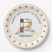 Neoplastik Art Elegant Monogram. Buchstabe P Pappteller (Vorderseite)