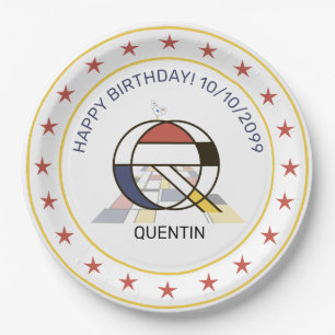 Neoplastik Art Elegant Monogram. Buchstabe Q Pappteller