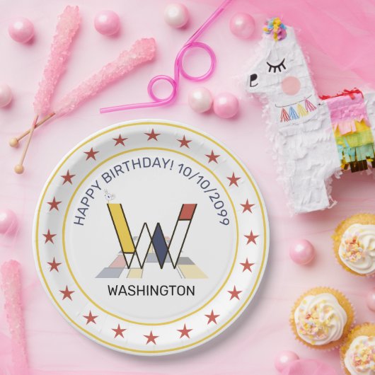 Neoplastik Art Elegant Monogram. Buchstabe W Pappteller (Party)