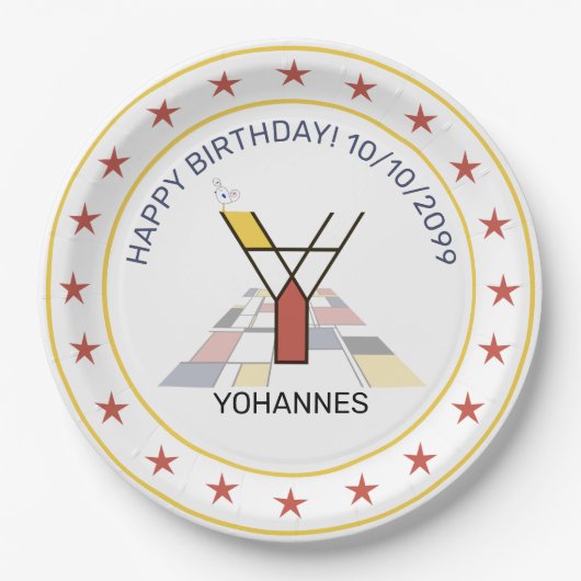 Neoplastik Art Elegant Monogram. Buchstabe Y Pappteller (Vorderseite)