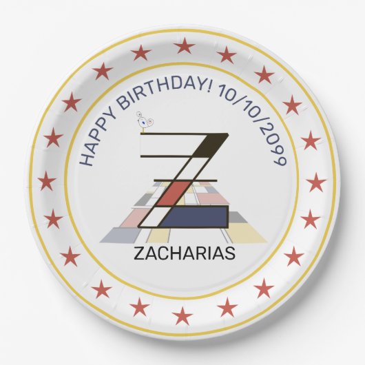 Neoplastik Art Elegant Monogram. Buchstabe Z Pappteller (Vorderseite)