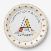 Neoplastik Art Elegant Monogram. Papier Pappteller (Vorderseite)