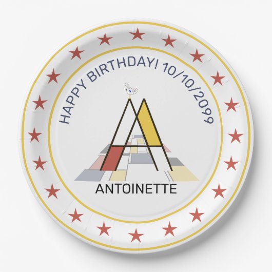 Neoplastik Art Elegant Monogram. Papier Pappteller (Vorderseite)